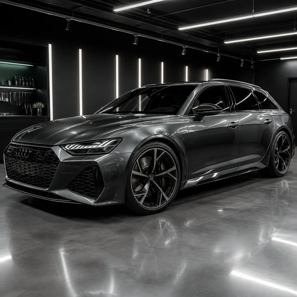 Sivi Audi RS6 Avant nakon keramičke zaštite laka i naplataka