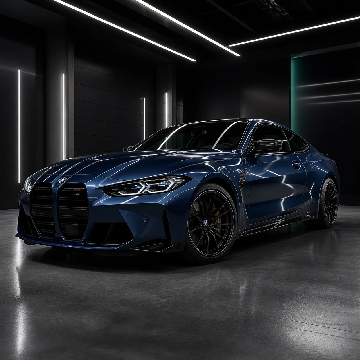 Plavi BMW M4 Competition s dubokim refleksijama nakon korekcije laka
