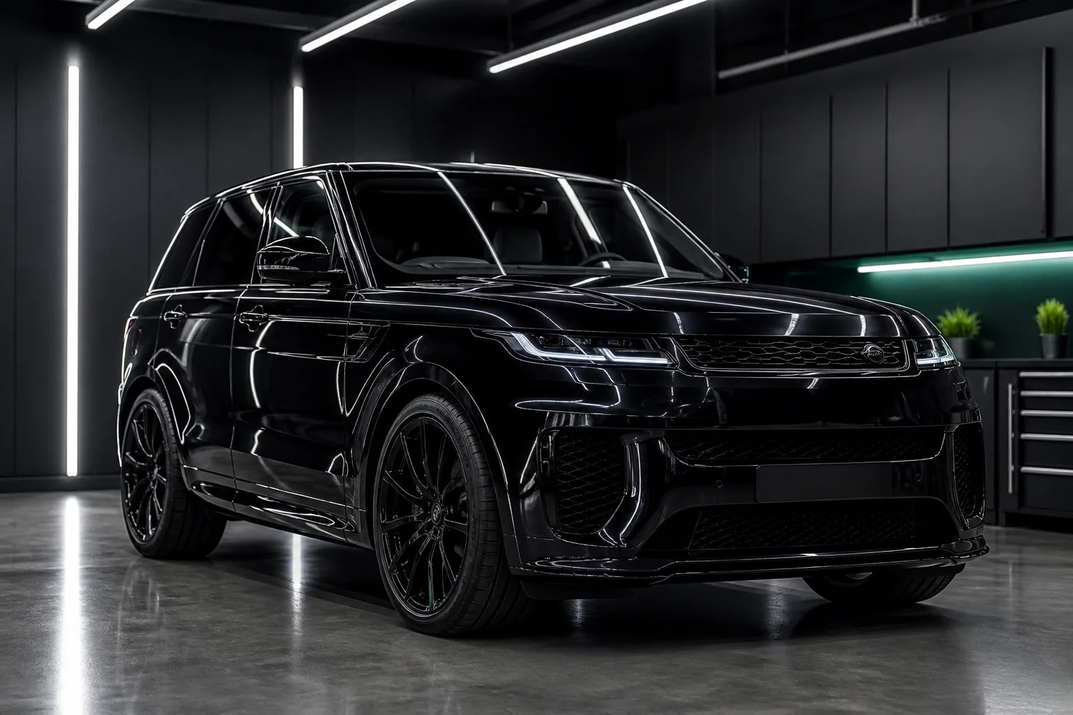 Crni Range Rover Sport nakon kompletnog vanjskog i unutarnjeg detailinga